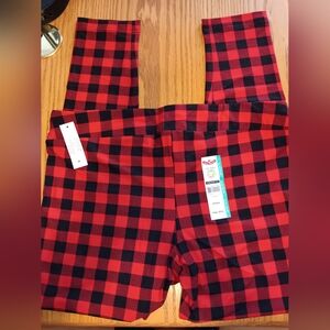 Red and Black Checkered Leggings XL 16-18 New Fitted